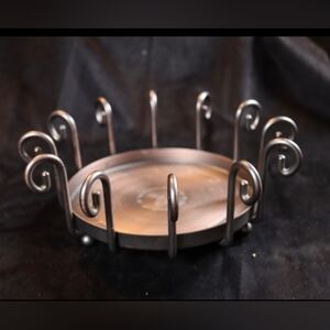 PartyLite Cordova Bronze Metal Scroll Footed Candle Holder up to 6.75" Wide